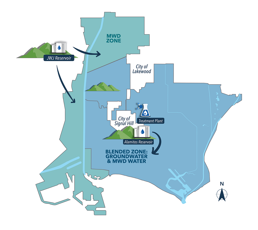 Map of water distribution systems in Long Beach